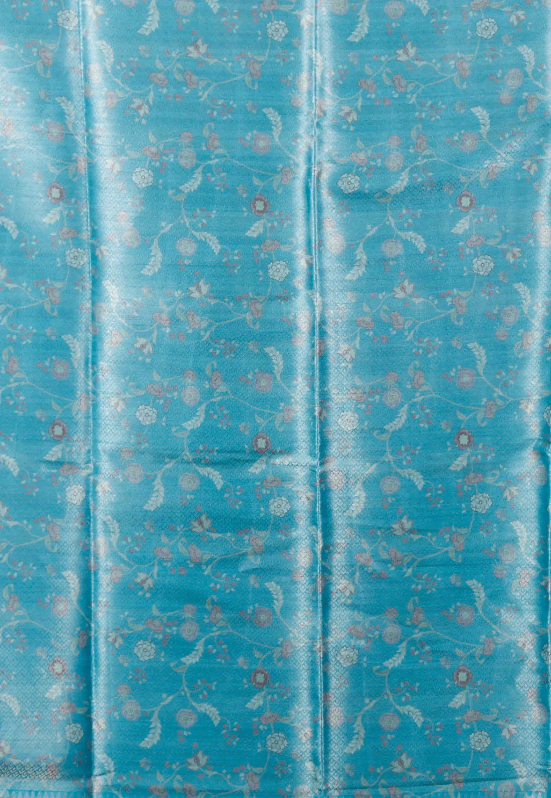 Feroza Blue Tussar Silk Saree with Blouse Piece