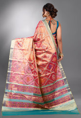 Rust Tissue Kanjivaram Silk Saree With Blouse Piece