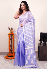 Mauve color Kora Silk Saree With Blouse Piece - Adi Akshoy & Co.