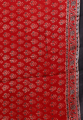 Red Ajrakh print in Modal Silk Saree With Blouse Piece