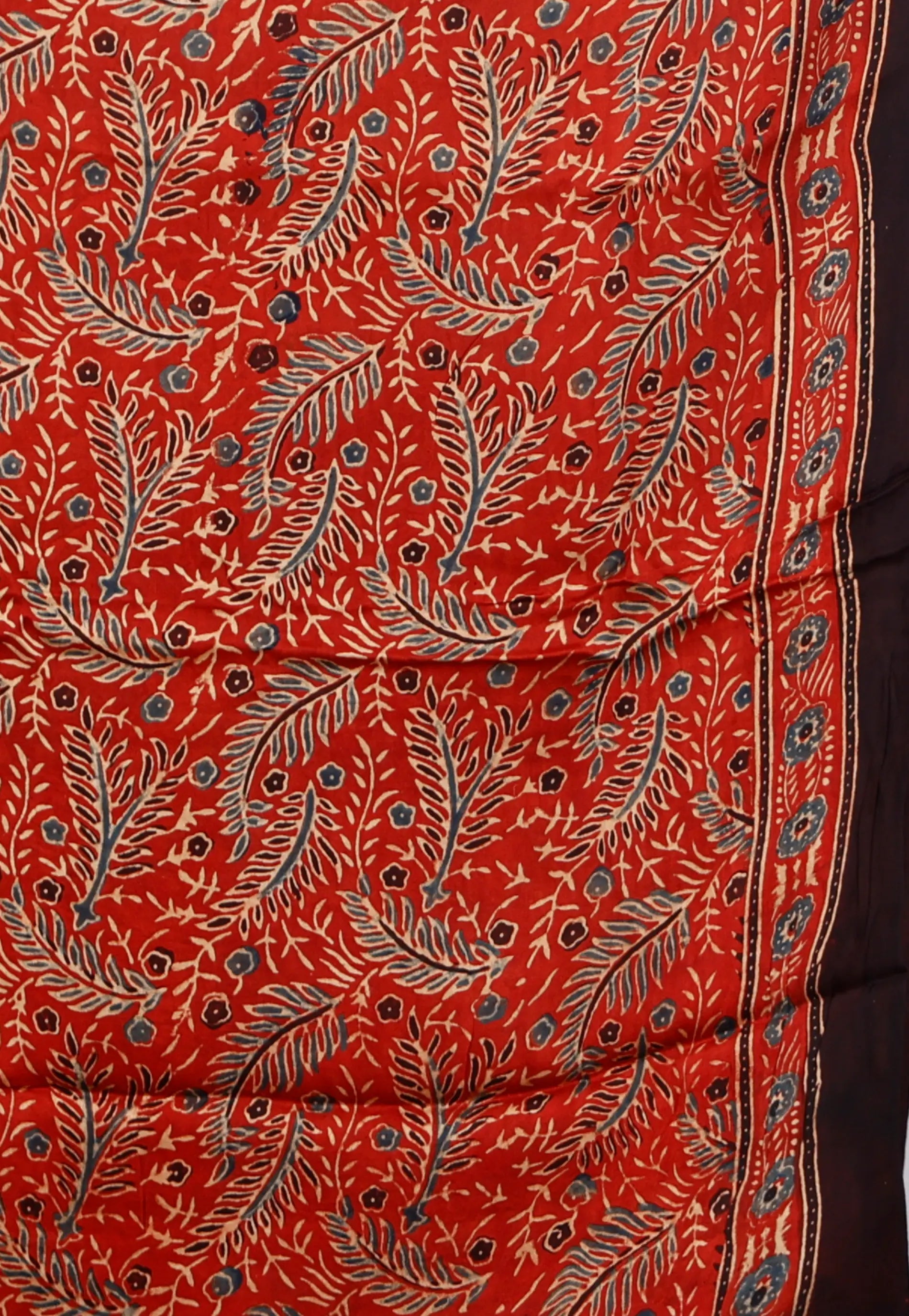 Red Ajrakh print in Modal Silk Saree With Blouse Piece