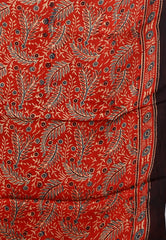 Red Ajrakh print in Modal Silk Saree With Blouse Piece