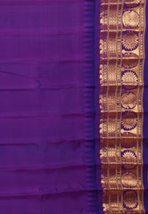 Rama Green with Purple Border Gadwal Pure Silk Saree With Blouse Piece