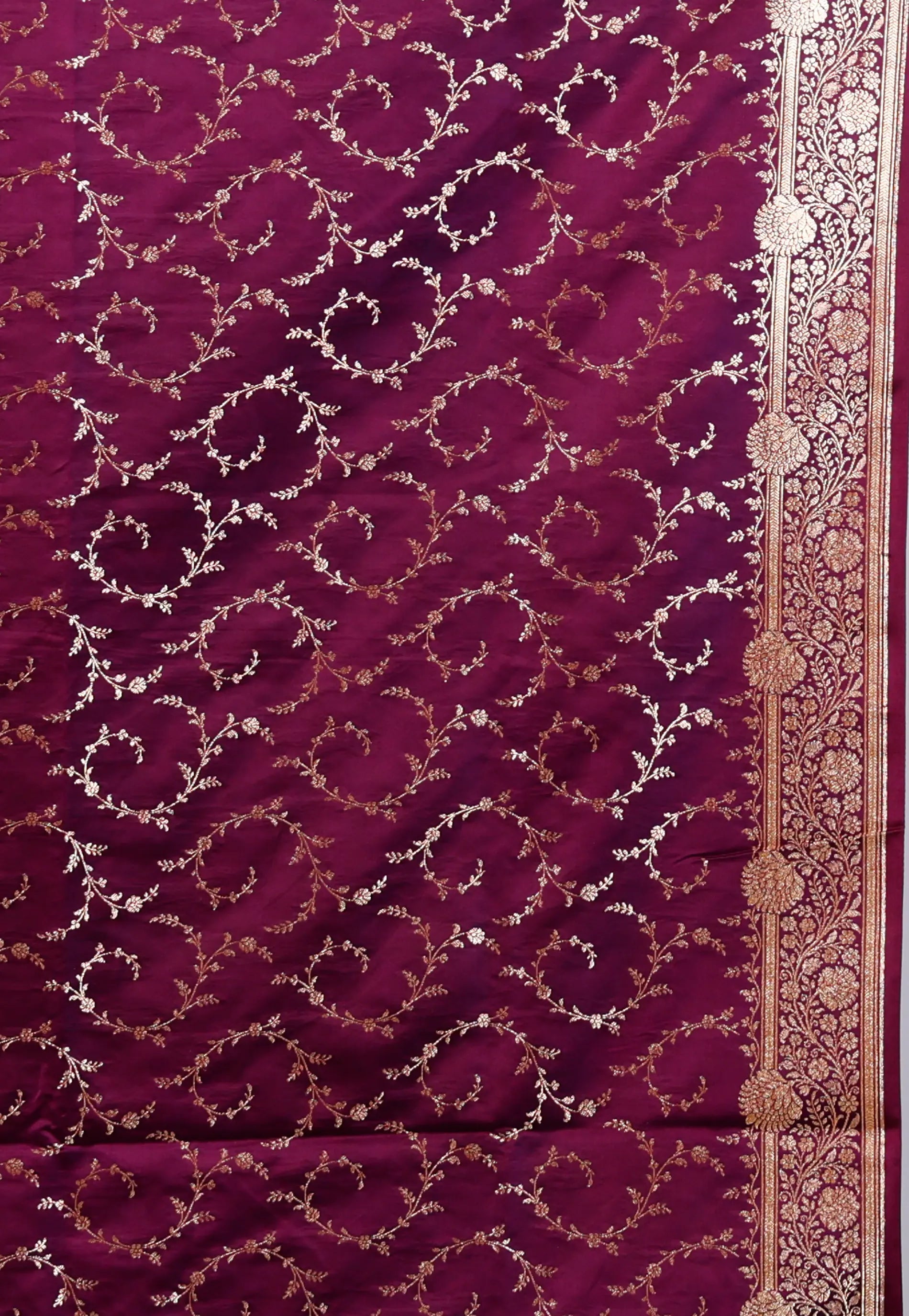 Lime Green with Magenta Border Pastel Benarasi Saree With Blouse Piece