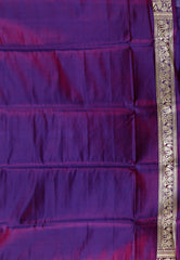 Purple Wedding Banarasi Silk Saree with Blouse Piece
