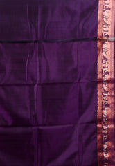 Magenta Baluchari Pure Silk Saree with Blouse Piece
