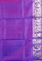 Cross Purple Baluchari Pure Silk Saree with Blouse Piece