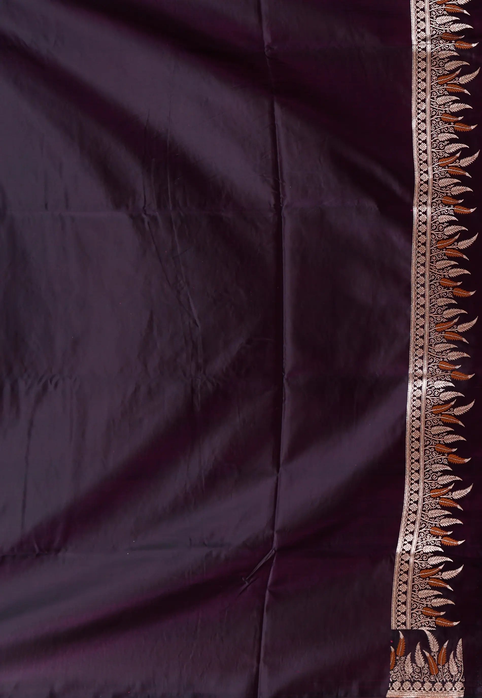 Dark Purple Wedding Banarasi Silk Saree with Blouse Piece