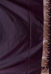 Dark Purple Wedding Banarasi Silk Saree with Blouse Piece