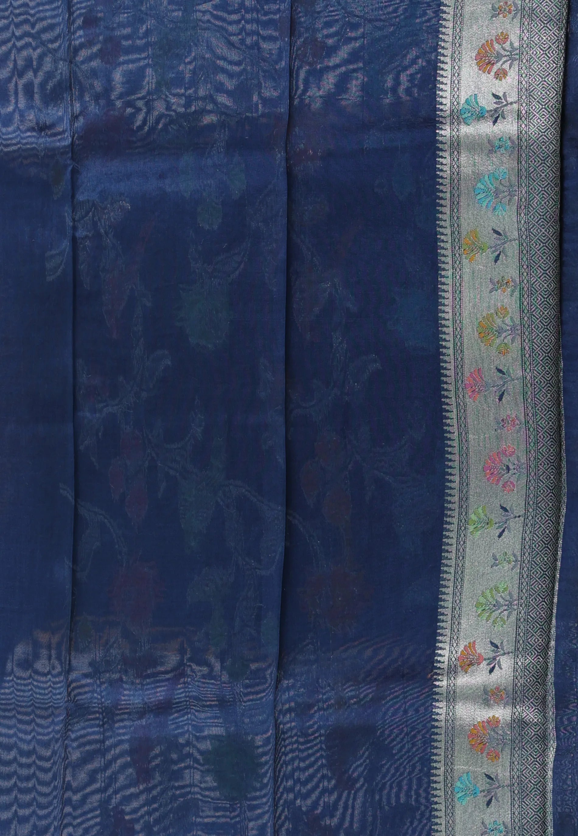 Navy Blue with Zari work Tussar Silk Saree with Blouse Piece - Adi Akshoy & Co.