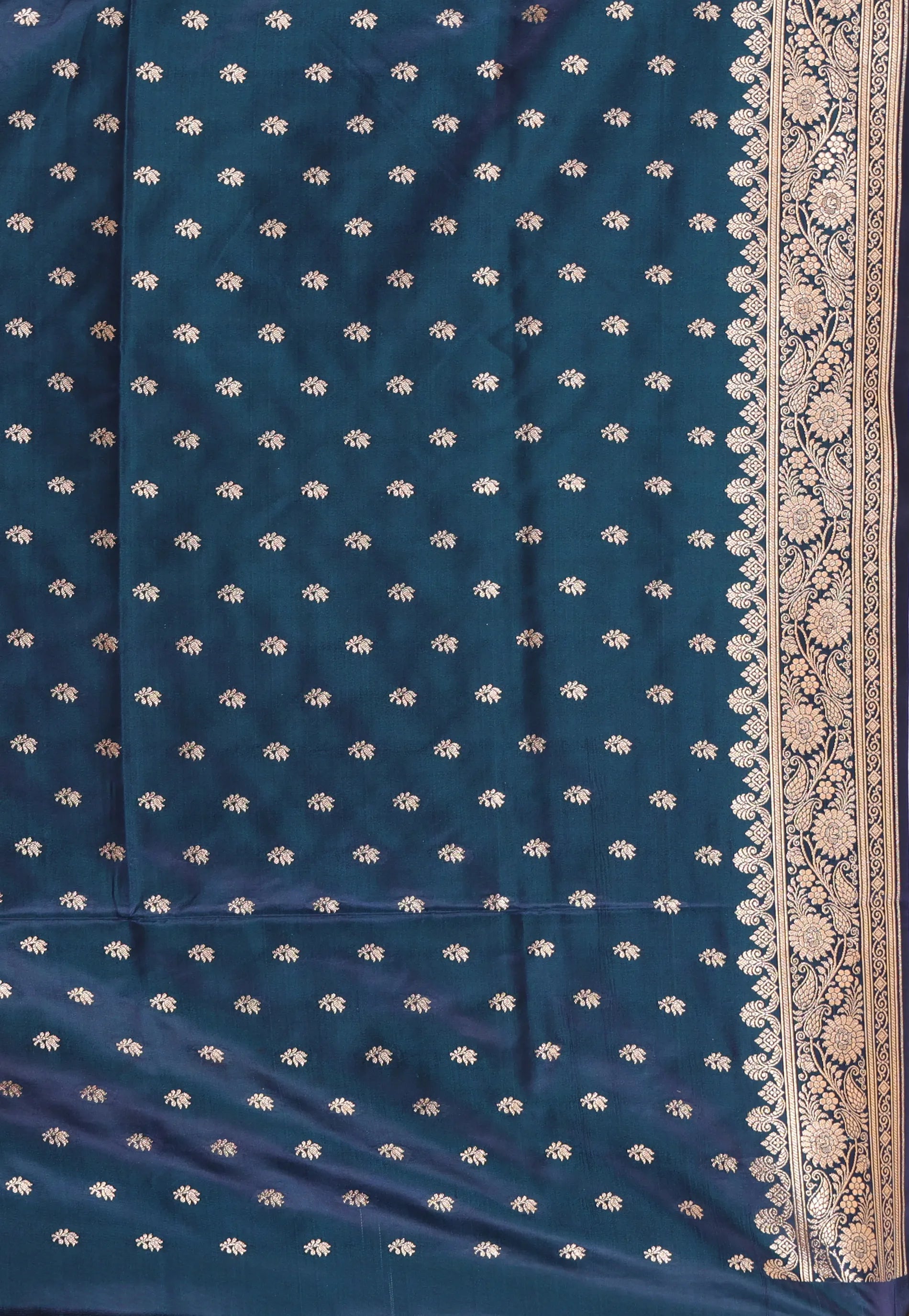 Peacock Blue with Zari work Wedding Banarasi Saree with Blouse Piece - Adi Akshoy & Co.