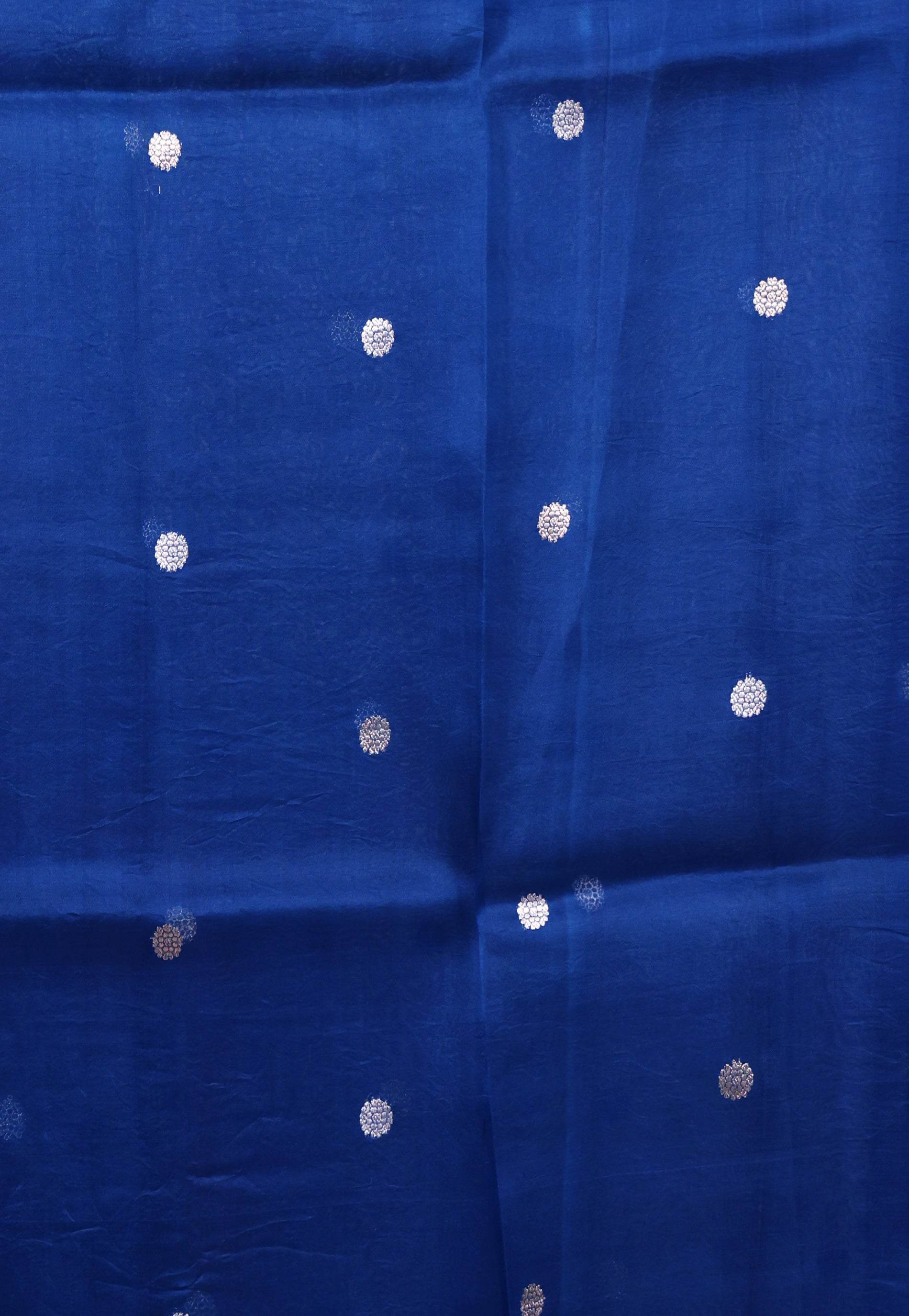 Turquoise Blue Kora Silk Saree With Blouse Piece - Adi Akshoy & Co.