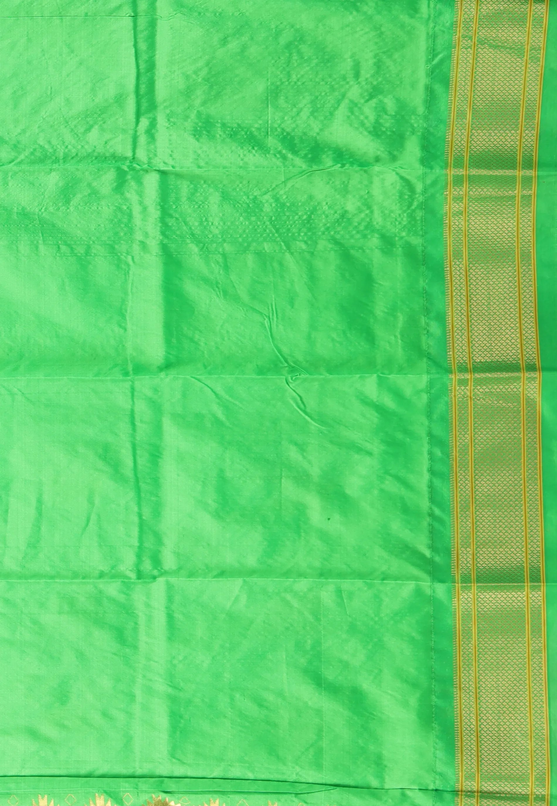 Purple with Green Border Pure Paithani Silk Saree With Blouse Piece - Adi Akshoy & Co.