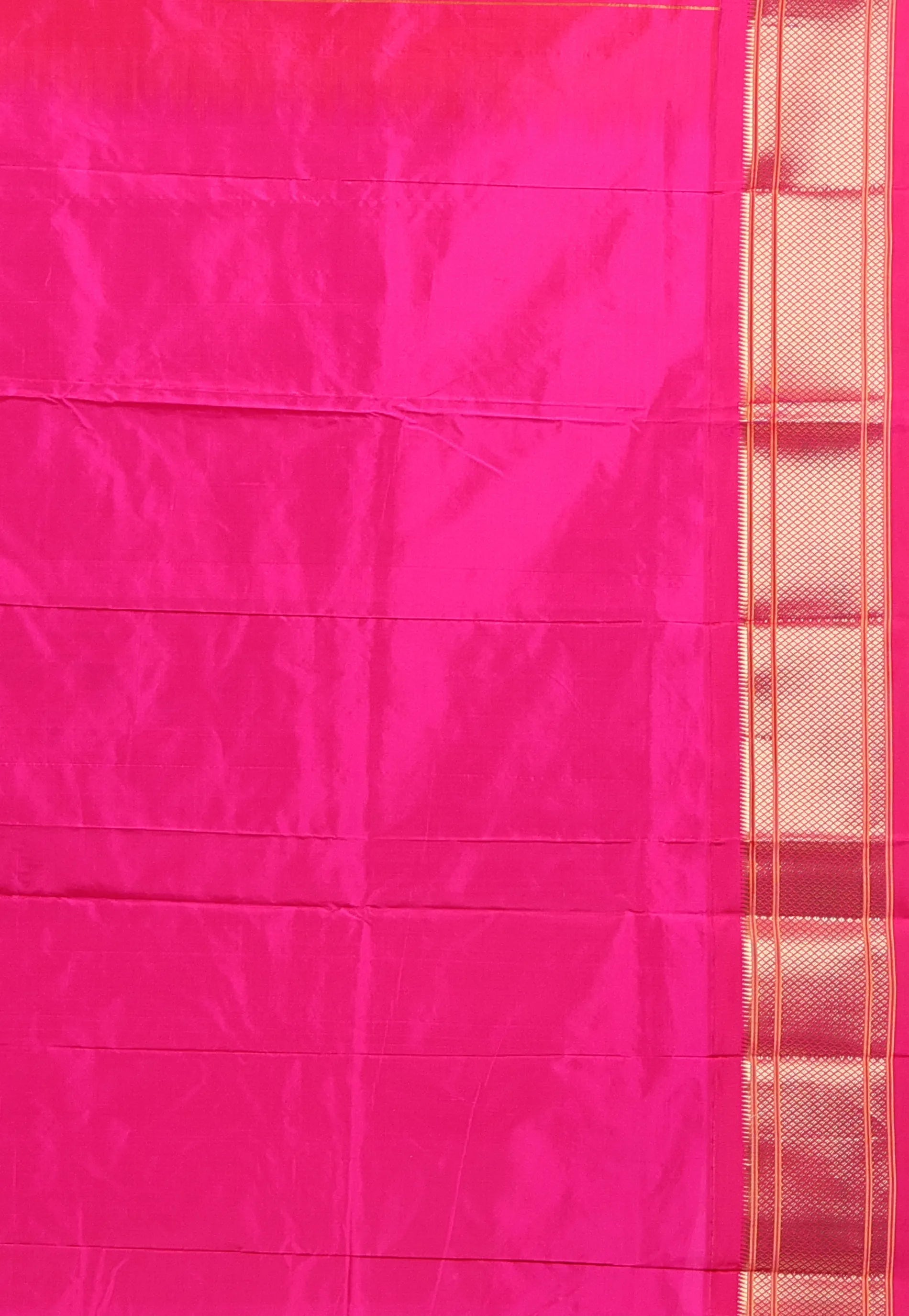 Peach with Deep Pink Border Pure Paithani Silk Saree With Blouse Piece - Adi Akshoy & Co.