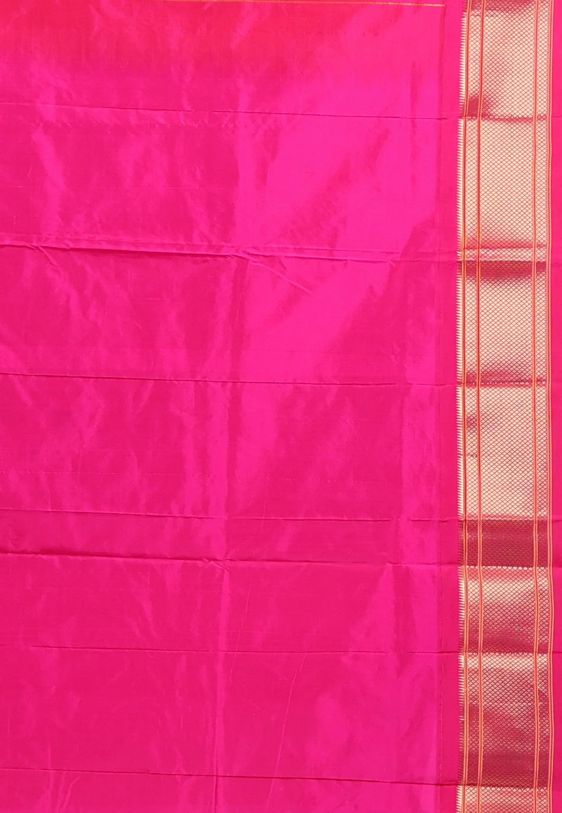 Peach with Deep Pink Border Pure Paithani Silk Saree With Blouse Piece - Adi Akshoy & Co.