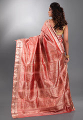 Rust Pure Baluchari Silk Saree with Blouse Piece - Adi Akshoy & Co.