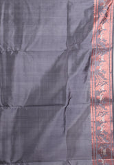 Grey Pure Baluchari Silk Saree with Blouse Piece - Adi Akshoy & Co.
