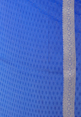 Blue with Zari work Khaddi Georgette Benarasi Saree with Blouse Piece - Adi Akshoy & Co.
