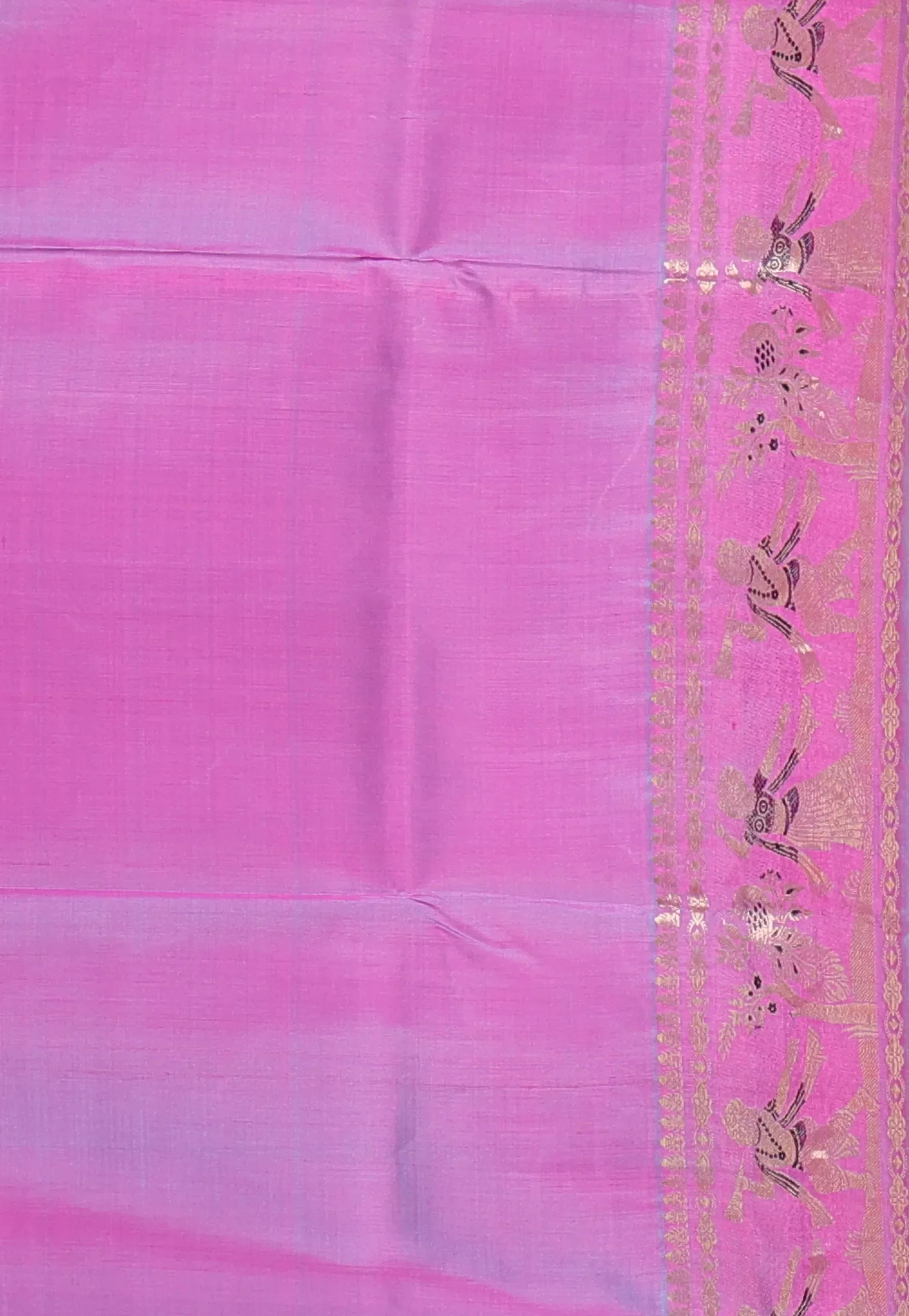 Dual Shades of Pink & Purple Pure Baluchari Silk Saree with Blouse Piece - Adi Akshoy & Co.