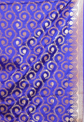 Royal Blue with Zari work Wedding Banarasi Saree with Blouse Piece - Adi Akshoy & Co.