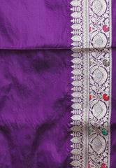 Purple Minakari Kadwa Pure Silk Banarasi Saree with Blouse Piece - Adi Akshoy & Co.