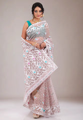 Light Brown Dhakai Jamdani Cotton Saree without Blouse Piece - Adi Akshoy & Co.