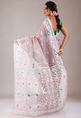 Light Brown Dhakai Jamdani Cotton Saree without Blouse Piece - Adi Akshoy & Co.