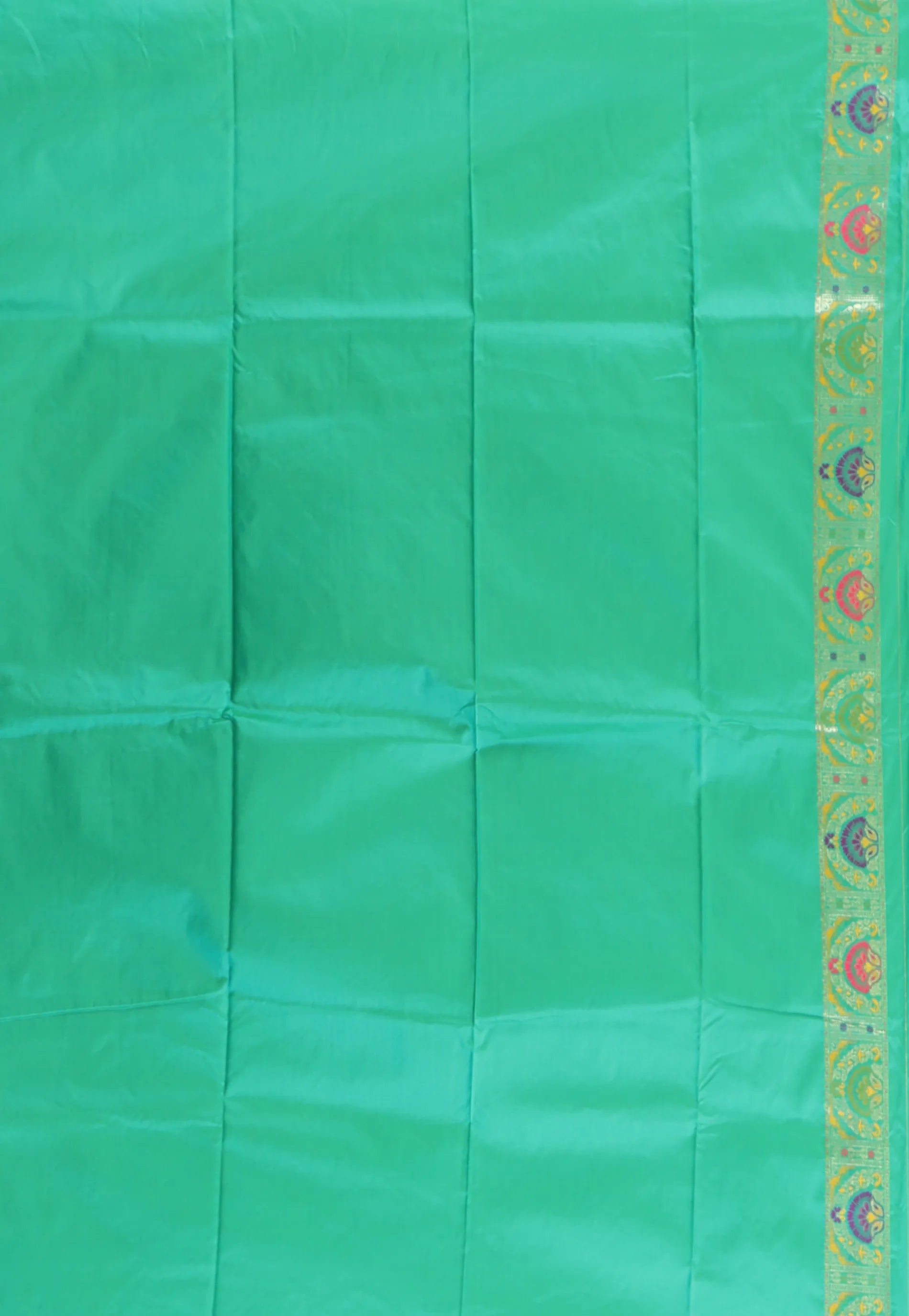Parrot Green with Sea Green Border Kanjivaram Silk Saree With Blouse Piece - Adi Akshoy & Co.