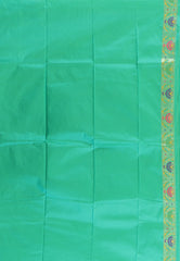 Parrot Green with Sea Green Border Kanjivaram Silk Saree With Blouse Piece - Adi Akshoy & Co.