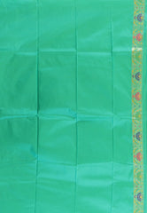 Parrot Green with Sea Green Border Kanjivaram Silk Saree With Blouse Piece - Adi Akshoy & Co.