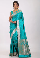 Bottle Green with Zari work Wedding Banarasi Saree with Blouse Piece - Adi Akshoy & Co.