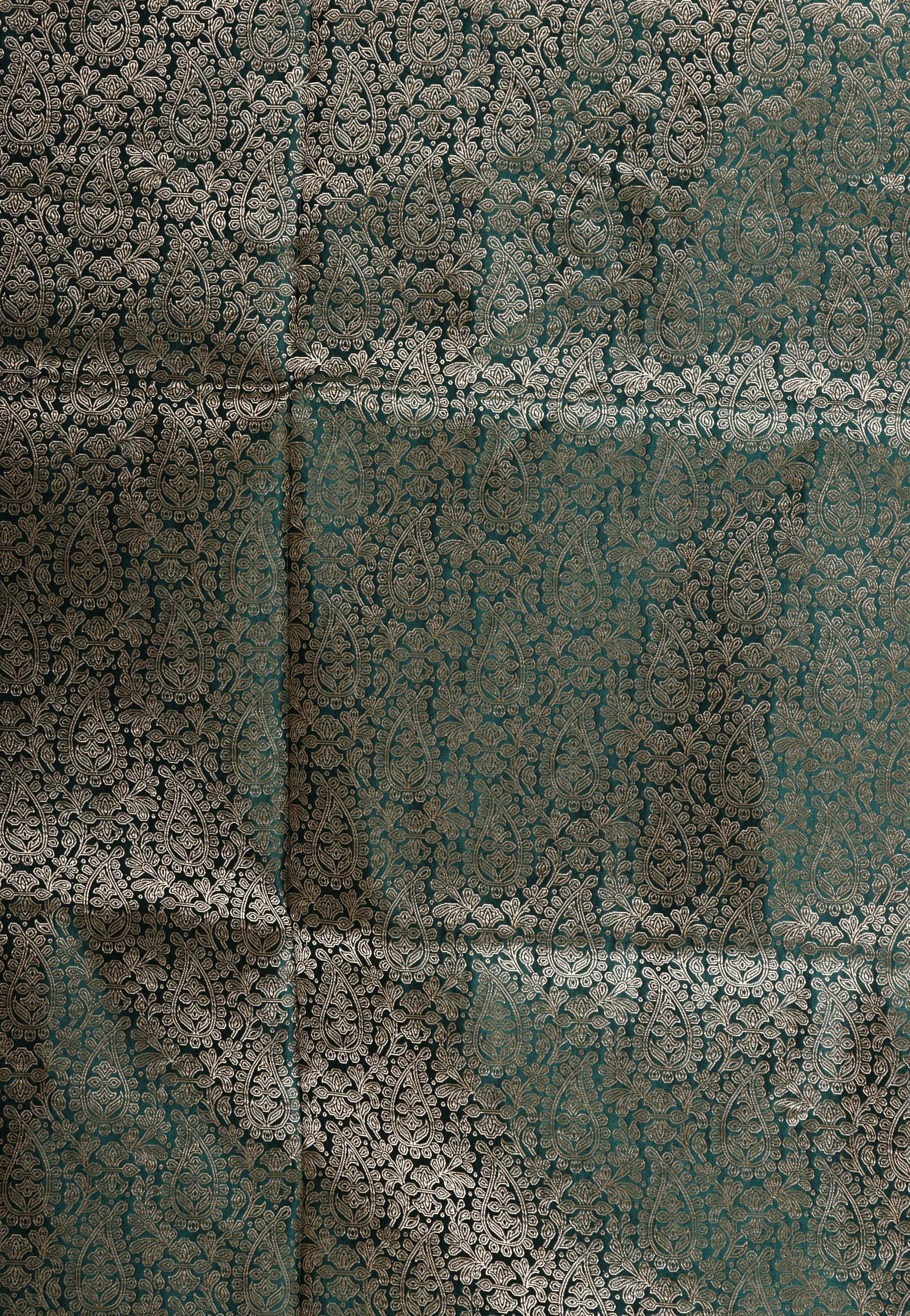 Bottle Green Kadwa Pure Silk Banarasi Saree with Blouse Piece - Adi Akshoy & Co.