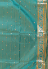 Yellow with Rama Green Border Kanjivaram Silk Saree With Blouse Piece - Adi Akshoy & Co.