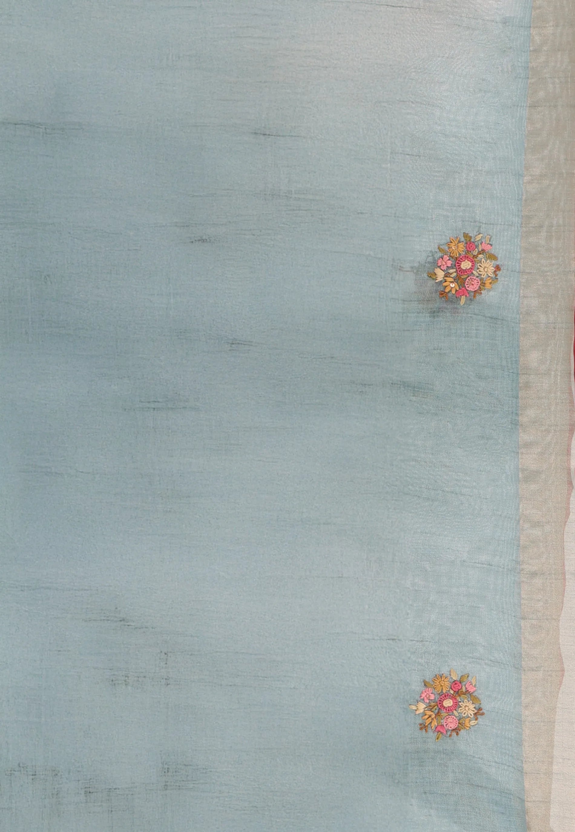 Grey Colour Handwoven Kantha Silk Saree With Blouse Piece - Adi Akshoy & Co.