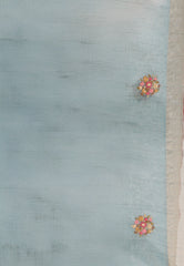 Grey Colour Handwoven Kantha Silk Saree With Blouse Piece - Adi Akshoy & Co.