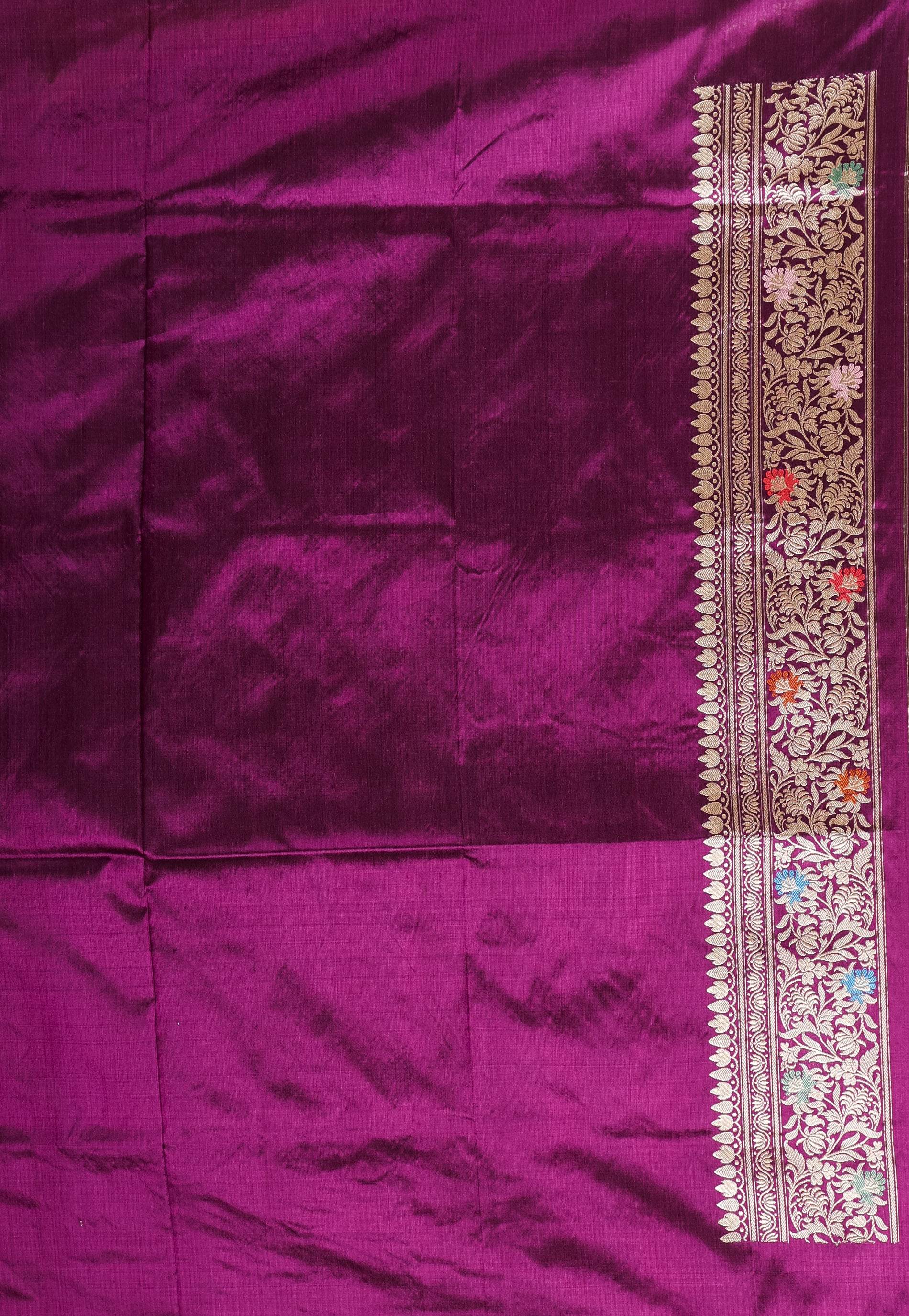 Purple Minakari Kadwa Pure Silk Banarasi Saree with Blouse Piece - Adi Akshoy & Co.