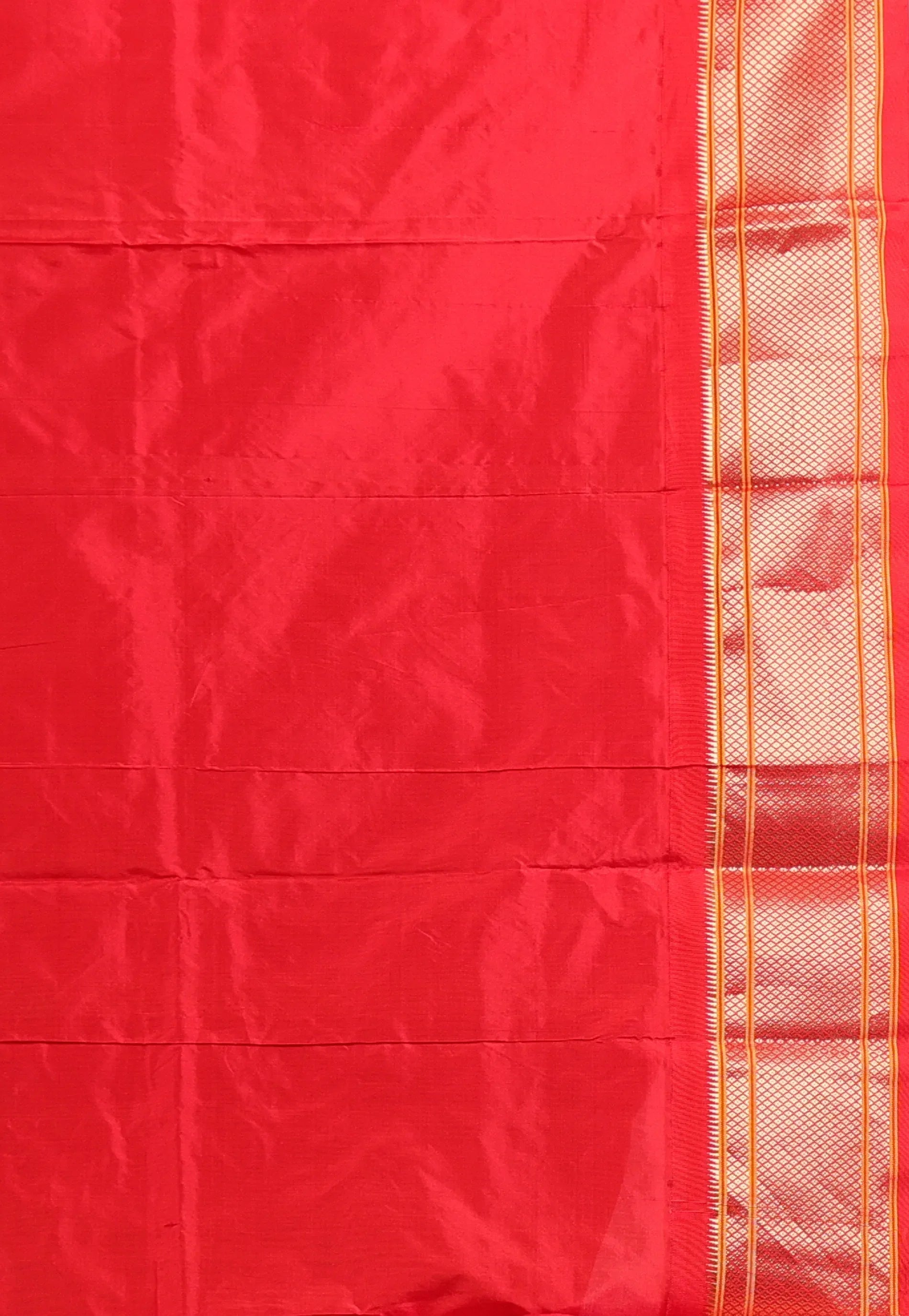 Yellow with Red Border Pure Paithani Silk Saree With Blouse Piece - Adi Akshoy & Co.