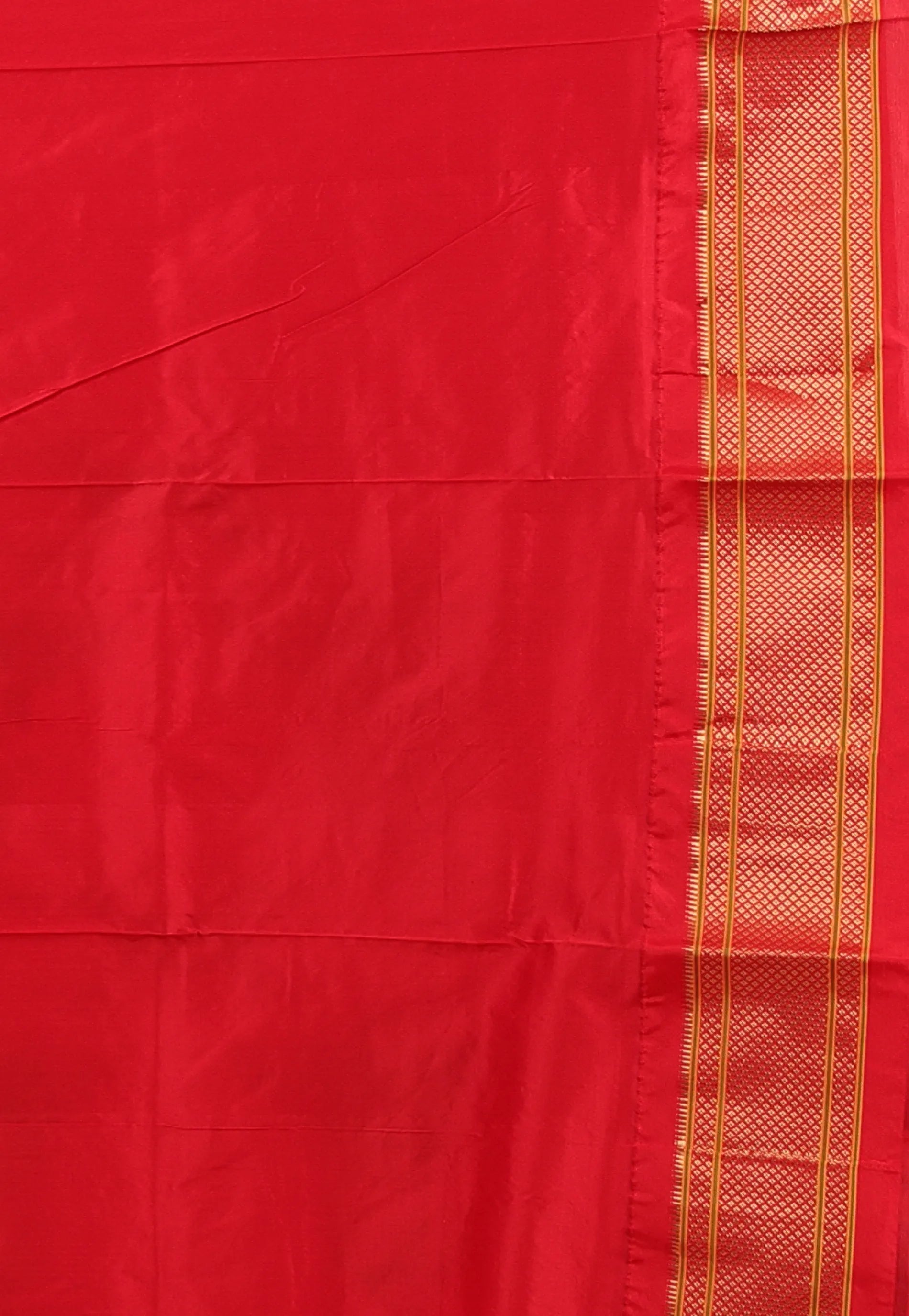 Cream with Red Border Pure Paithani Silk Saree With Blouse Piece - Adi Akshoy & Co.