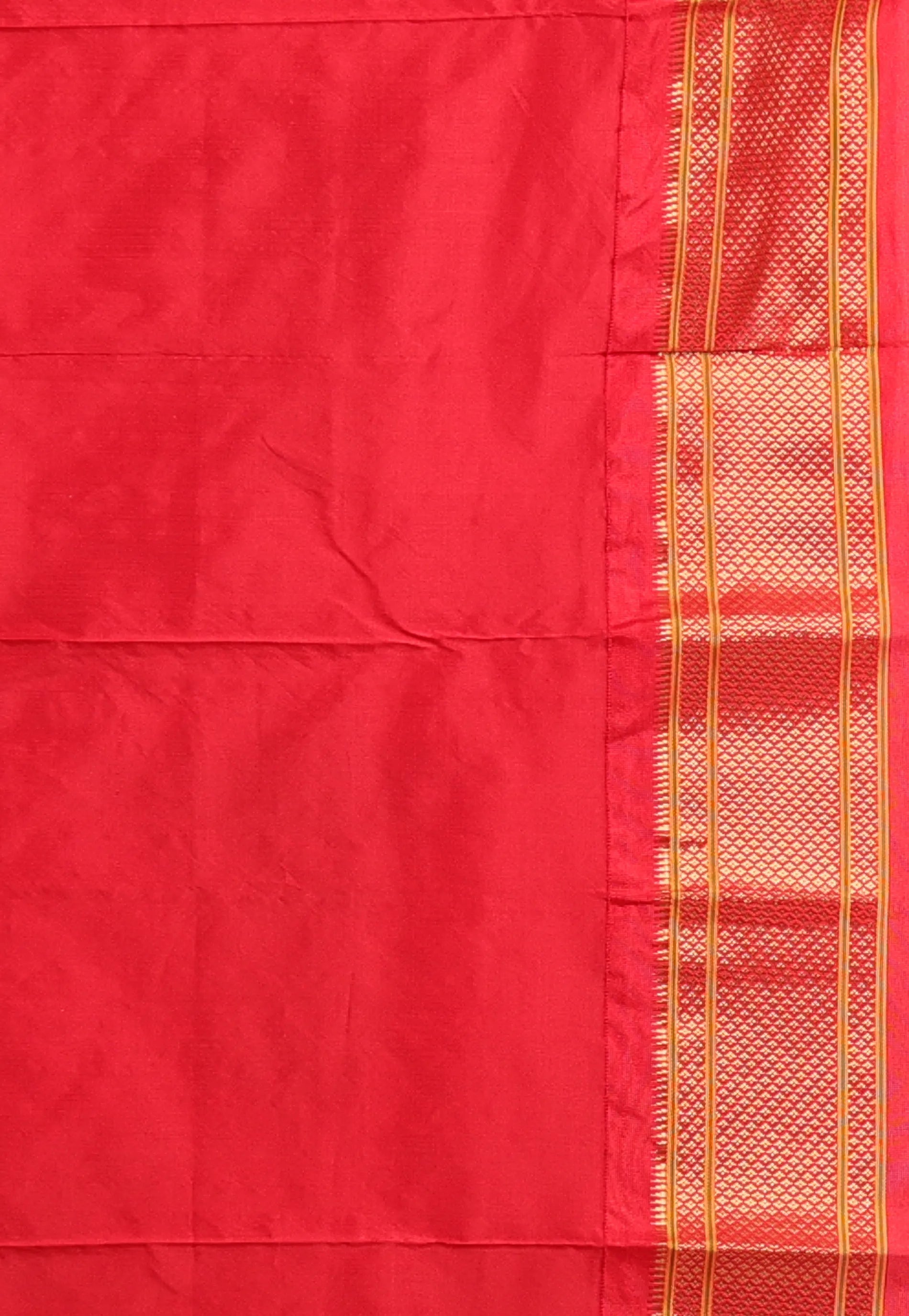 Parrot Green with Red Border Pure Paithani Silk Saree With Blouse Piece - Adi Akshoy & Co.