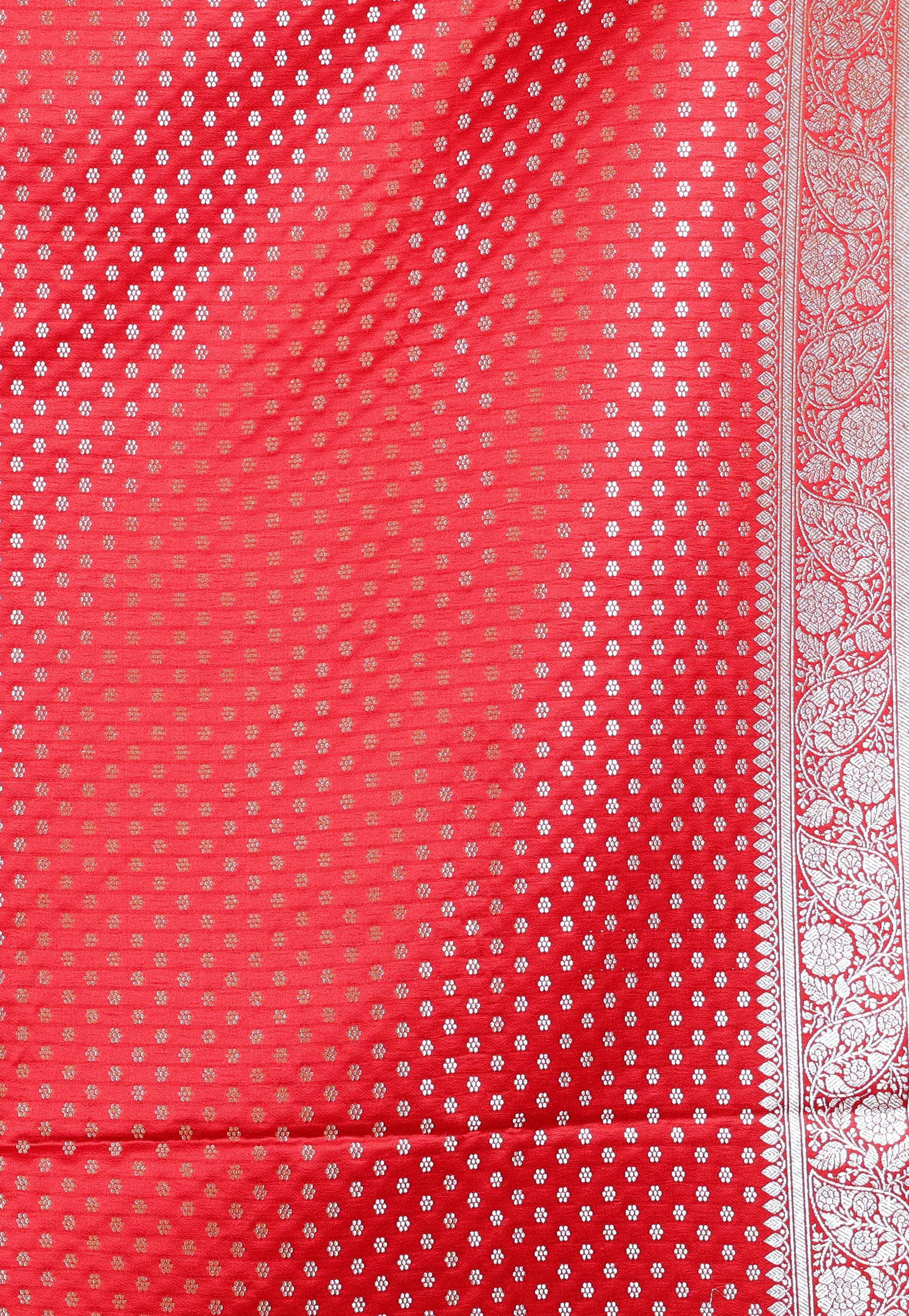 Red Wedding Banarasi Silk Saree with Blouse Piece - Adi Akshoy & Co.