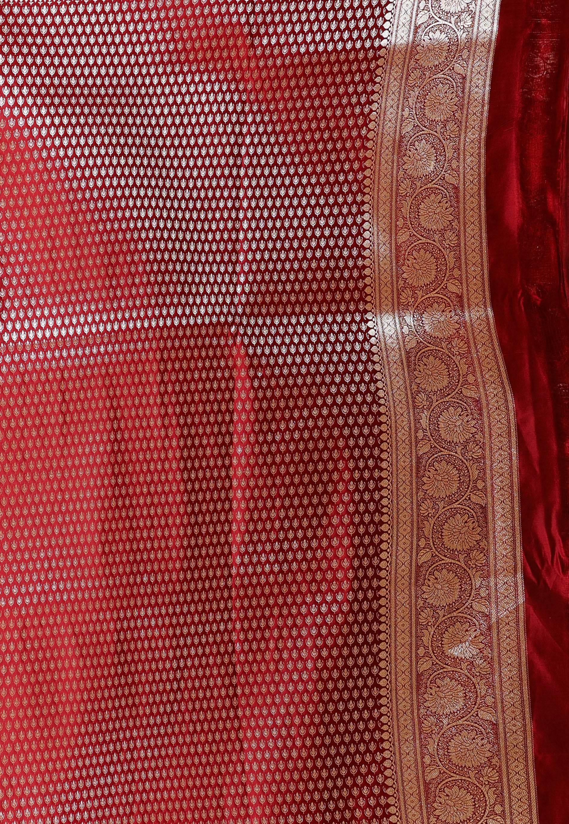 Maroon Wedding Banarasi Silk Saree with Blouse Piece - Adi Akshoy & Co.