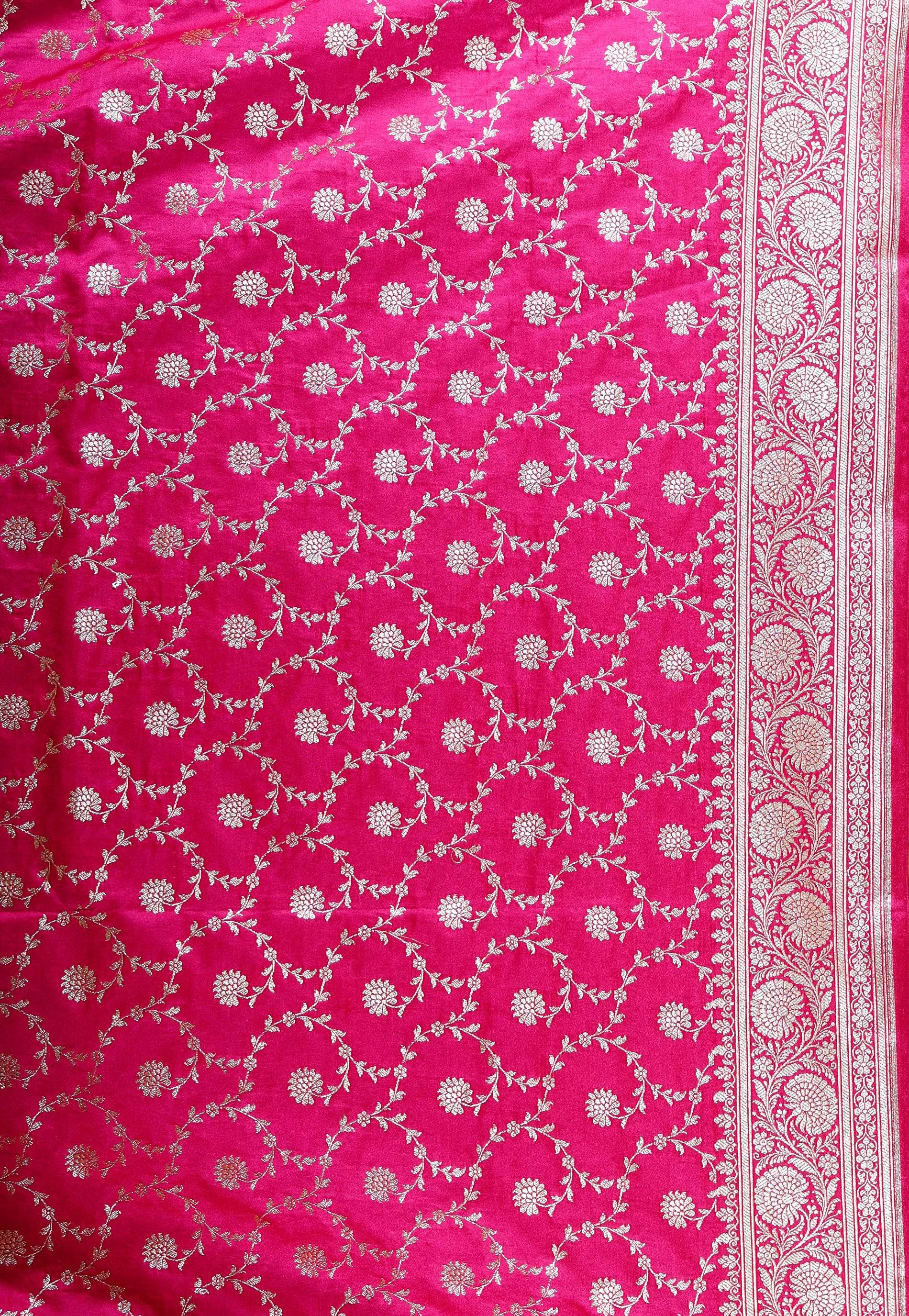 Tussar with Rani Pink Border Korial Patli Banarasi Silk Saree With Blouse Piece - Adi Akshoy & Co.
