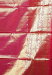 Golden Brocade with Rani Pink Border Tissue Kanjivaram Pure Silk Saree With Blouse Piece - Adi Akshoy & Co.