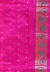 Purple Minakari with Rani Pink Border Kadwa Katan Silk Saree With Blouse Piece - Adi Akshoy & Co.