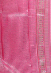 Golden with Rani Pink Border Tissue Kanjivaram Silk Saree With Blouse Piece - Adi Akshoy & Co.