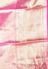 Sea Green Brocade with Rani Pink Border Tissue Kanjivaram Pure Silk Saree With Blouse Piece - Adi Akshoy & Co.