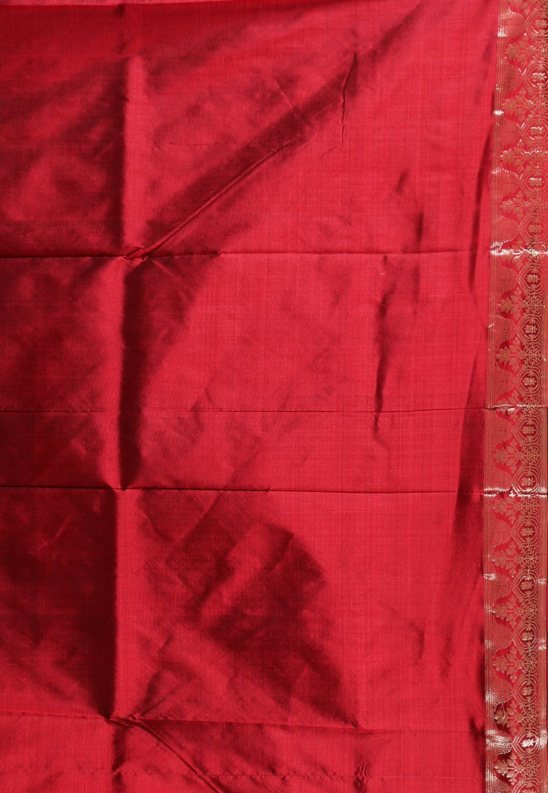 Maroon Katan Silk Saree With Blouse Piece - Adi Akshoy & Co.