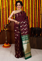 Maroon Kanjivaram Silk Saree With Blouse Piece - Adi Akshoy & Co.