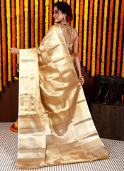 Gold Tissue Kanjivaram Silk Saree With Blouse Piece - Adi Akshoy & Co.