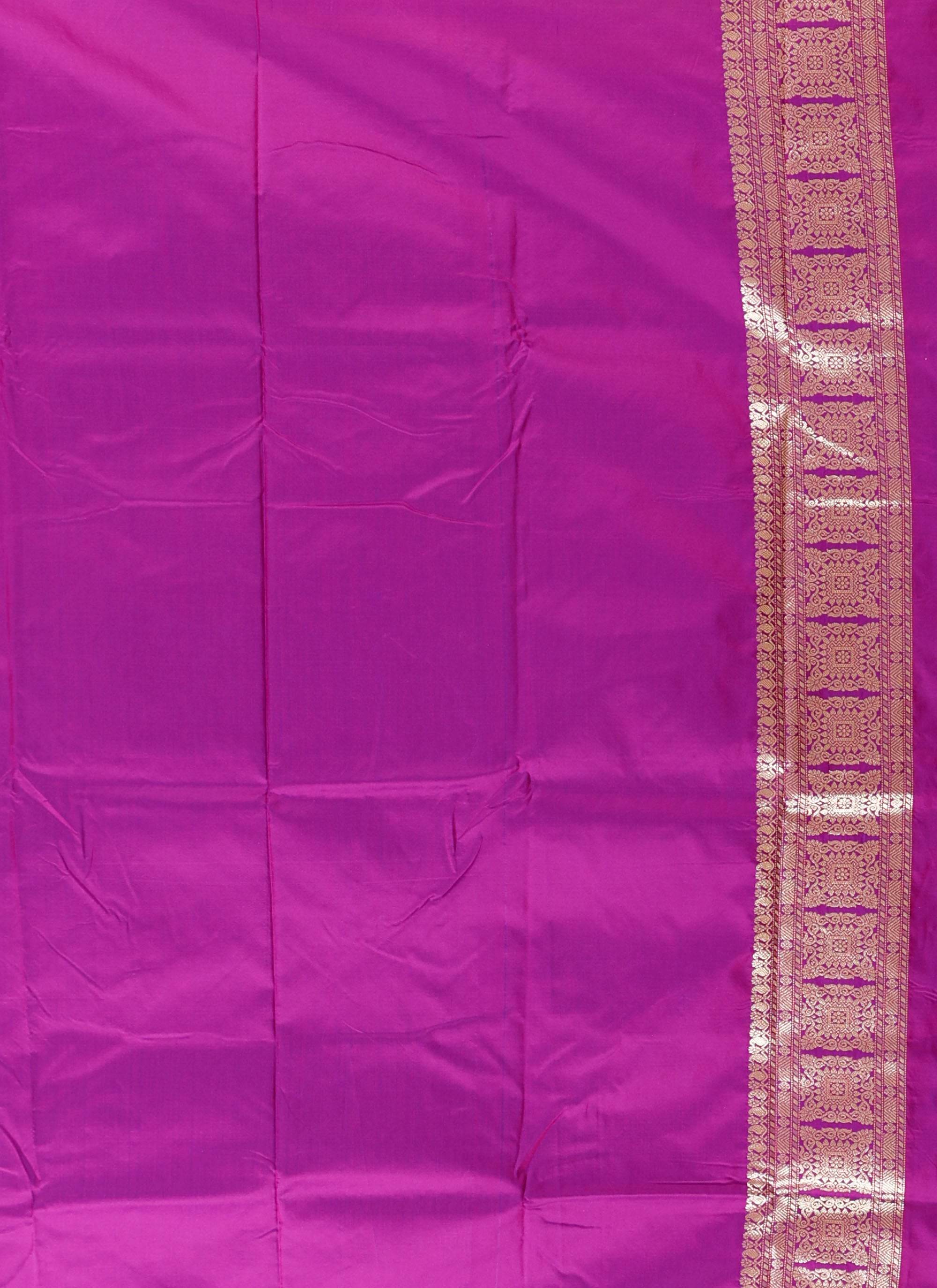 Blue Kanjivaram Silk Saree With Blouse Piece - Adi Akshoy & Co.